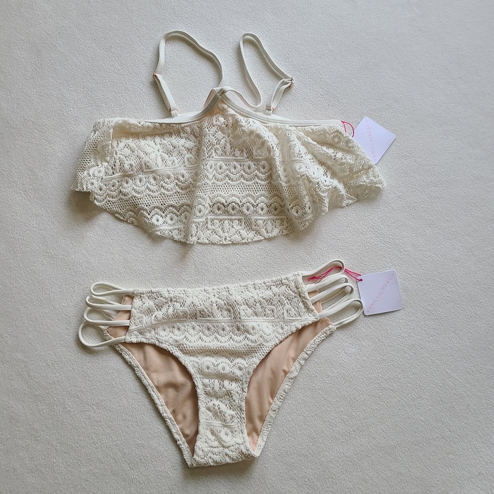 Vanilla/Beach Crochet Cream Bikini XL